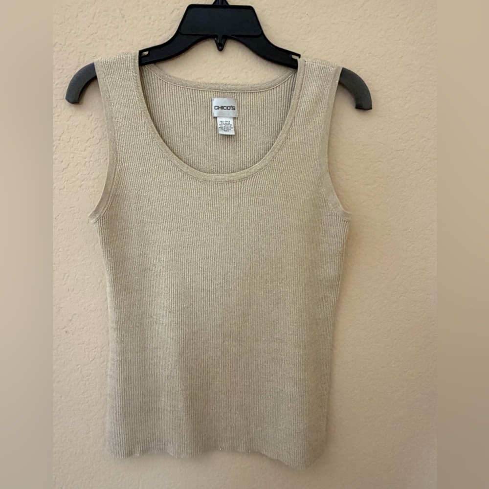 Chico's Ribbed Sleeveless Knit Tank in Light Beige